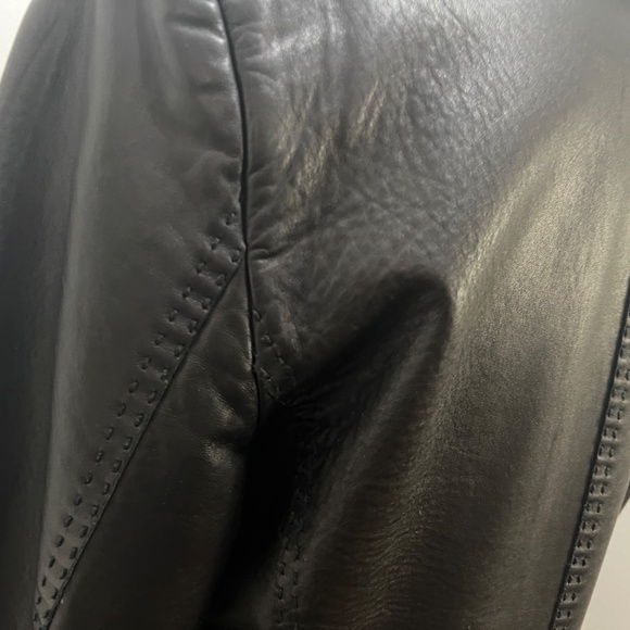 Gorgeous Elie Tahari black leather jacket with beautiful decoration. Size L. - Picture 7 of 13